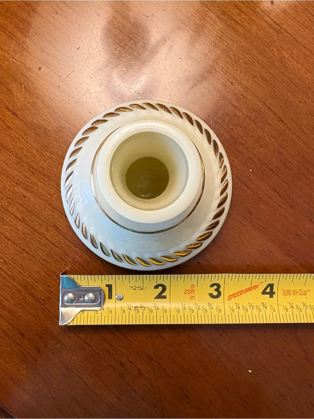 Vintage Wheaton Custard Glass Candlestick Holders with Gold Trim - Pair